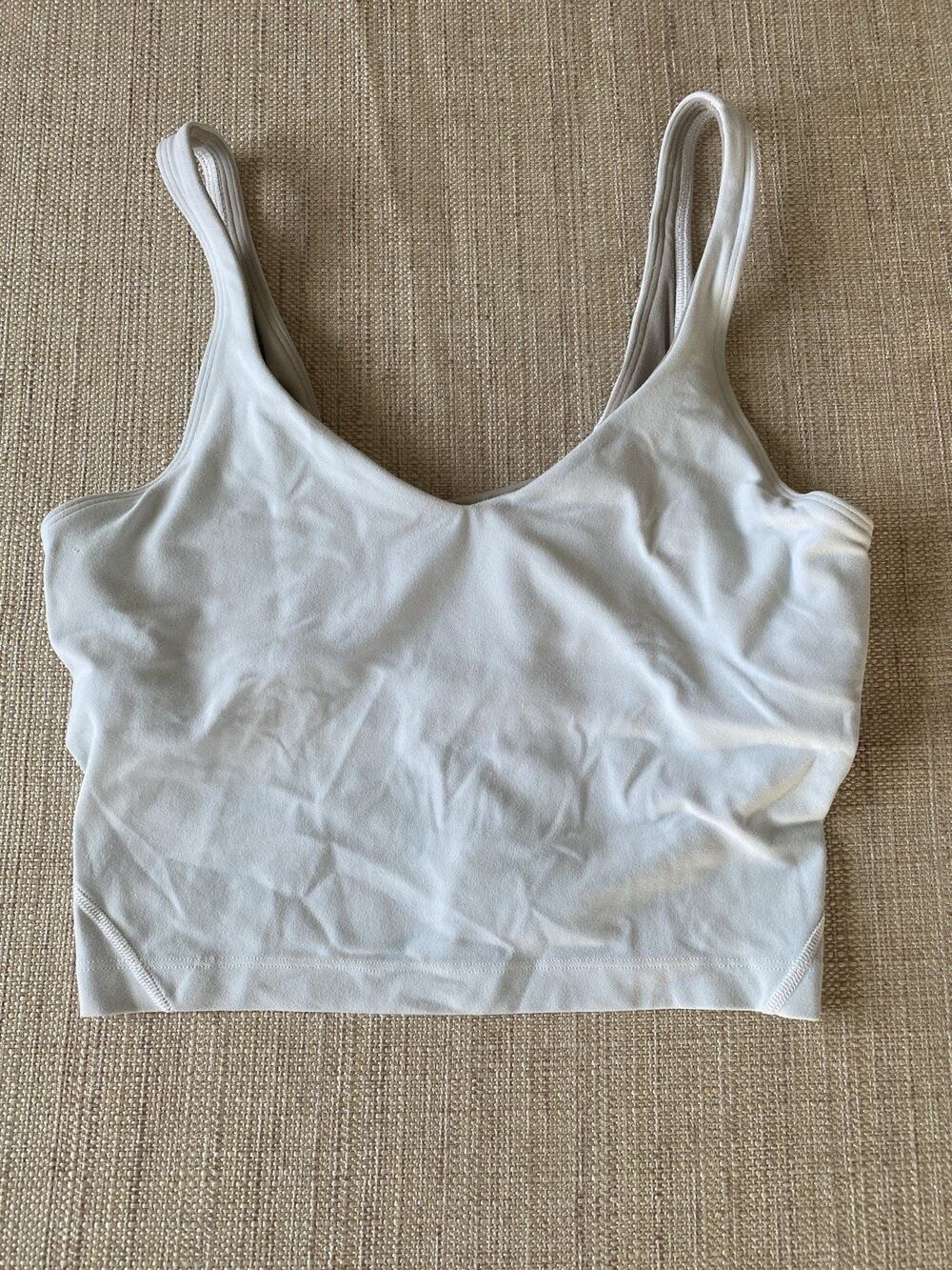 Lululemon White Align Cropped Tank Top Built-In Sports Bra Women's Size 6